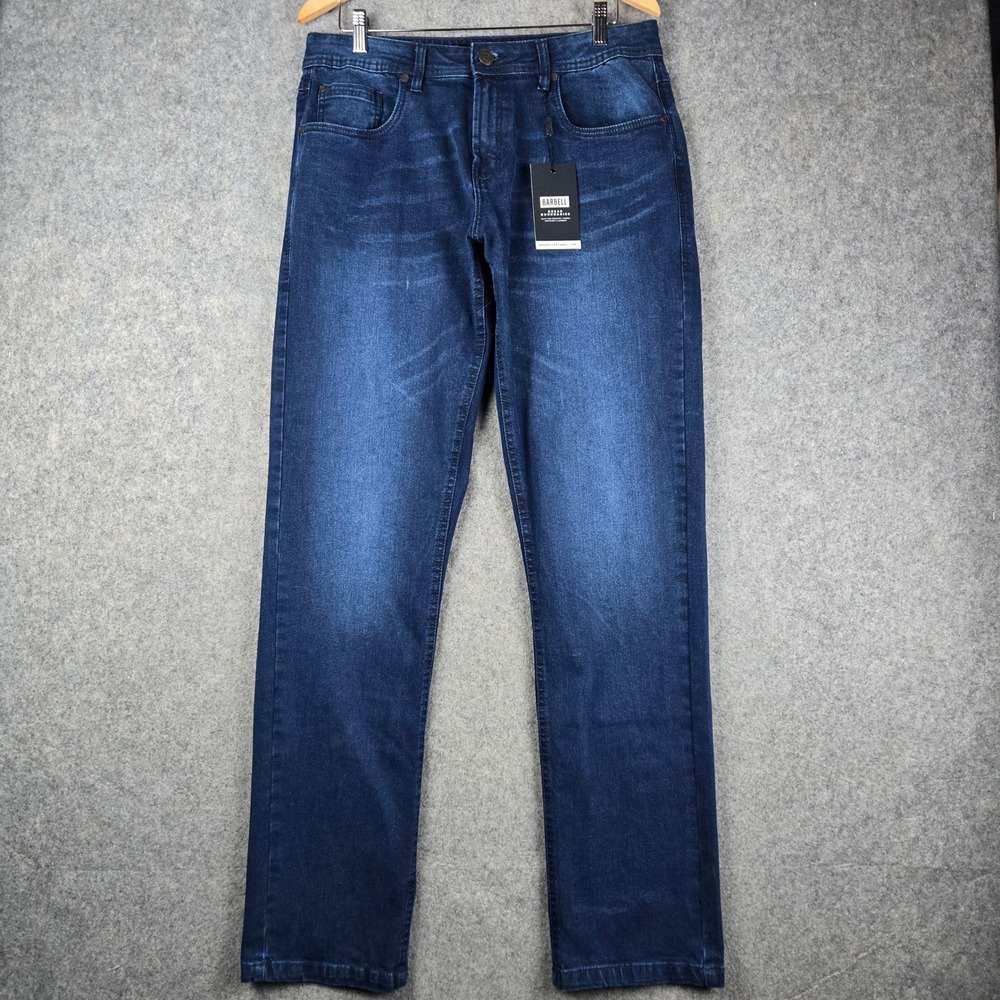 Barbell Apparel Straight Athletic Fit 2.0 Mens Size 36 Blue Stretch Jeans New